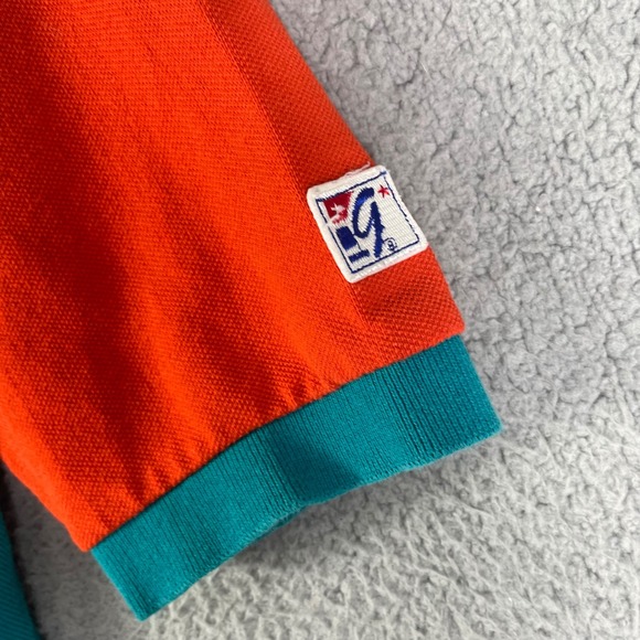 Vintage 90s The Game Miami Dolphins Split Polo Medium NFL Logo Shirt Teal Orange - Picture 11 of 15
